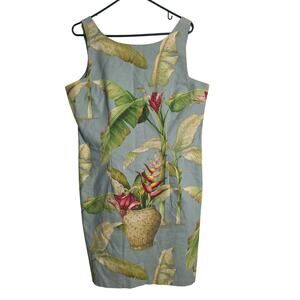 Vintage Ultra Dress Beaded Tropical Y2K Womens 16 Plus Size Artsy Midi Retro